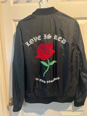 Forever 21 Black Men's Bomber Jacket with Snap Pockets